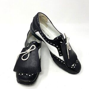 Sesto Golf by Sherry Black And White Leather Preowned Golf Shoes Size 7.5W